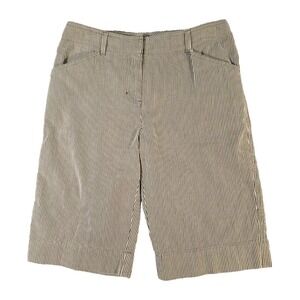 Jones New York Pin Stripe Shorts Womens Sz 4 Gray Cream Bermuda Modest Vacation